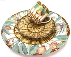 SET MIC DEJUN PORTELAN LIMOGES FRANTA DESIGN LAURE JAPY MODEL MARCHE AUX HERBES CEASCA CAFEA SI FARFURII