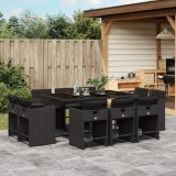 Cumpara ieftin Gossi set mobilier de exterior cu perne, 11 piese, negru, poliratan