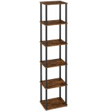 VASAGLE Biblioteca cu 6 rafturi, cadru metalic, stil industrial, 38x24x173 cm, maro rustic