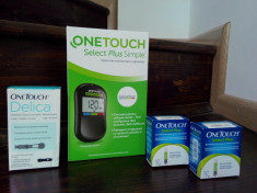 Glucometru Onetouch Select Plus Simple + 100 ace sterile + 100 teste glicemie foto