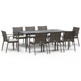 Set mobilier de gradina cu perne, 9 piese, poliratan si otel