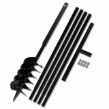 Burghiu de sol cu m&acirc;ner 150 mm cu tub prelungitor 5 m, oțel 270527