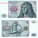 GERMANIA RFG █ bancnota █ 10 Deutsche Mark █ 1980 █ P-31d █ UNC █ necirculata