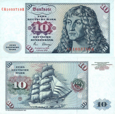 GERMANIA RFG █ bancnota █ 10 Deutsche Mark █ 1980 █ P-31d █ UNC █ necirculata foto