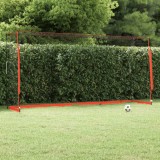 Poarta Fotbal vidaXL 366.5x91x183cm Otel Negru/Rosu Portabila cu Geanta Transport si Tarusi U, Antrenament/Curte