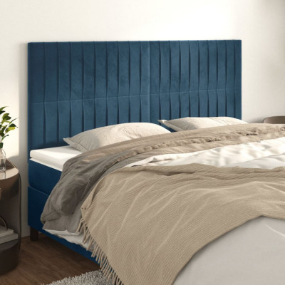vidaXL Tăblii de pat, 4 buc, albastru &amp;icirc;nchis, 90x5x78/88 cm, catifea foto