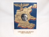 Carte Poștală Propaganda Germania Reich 1938 Ein Volk Ein Reich Ein F&uuml;hrer Austria Ștampilă Specială M&uuml;nchen Timbru 6 Pfennig Neadresată - A0021