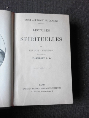 LECTURES SPIRITUEELLES - SAINT ALPHONSE DE LIGUORI (CARTE IN LIMBA FRANCEZA) foto