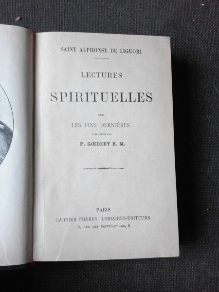 LECTURES SPIRITUEELLES - SAINT ALPHONSE DE LIGUORI (CARTE IN LIMBA FRANCEZA)