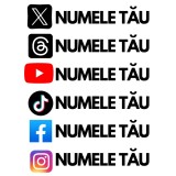 Set Stickere Personalizate cu Nume Social Media , Facebook, Instagram, TikTok, YouTube, Threads, X (Twitter)
