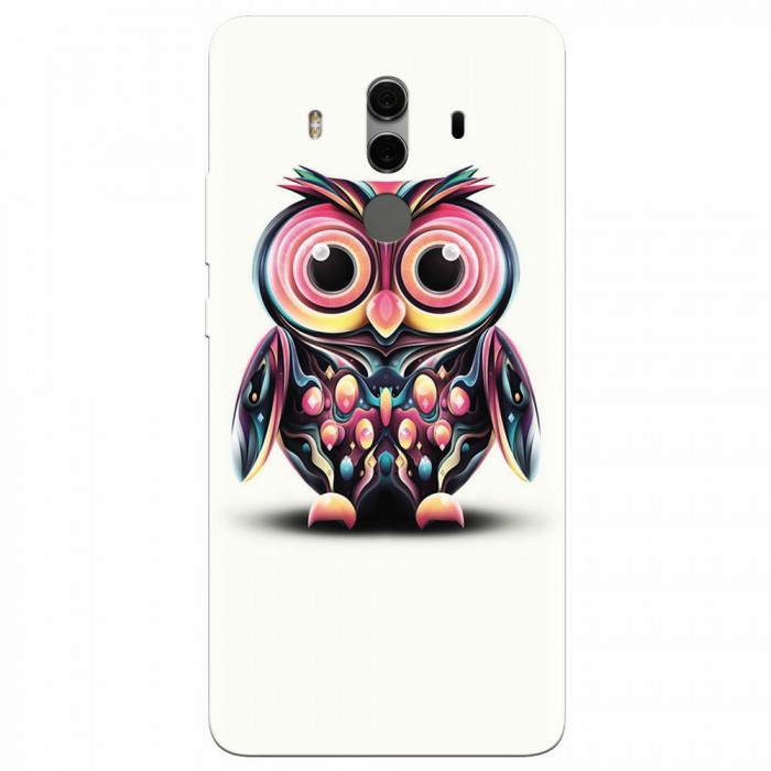 Husa silicon pentru Huawei Mate 10, Colorful Owl Illustration