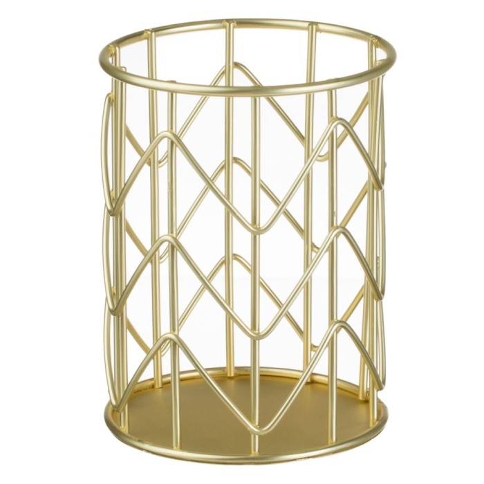 Suport Pixuri Metalic, Zigzag, Culoare Auriu, Dimensiuni 8x10.5cm