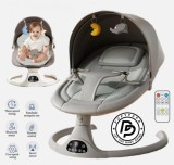 Balansoar electric 3 in 1 PopyPapa Deluxe, Leagan bebelusi cu Bluetooth, 12 Melodii, 5 Viteze de leganare, Temporizator, Telecomanda, Centura 5 puncte