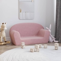 vidaXL Canapea pentru copii cu 2 locuri, roz, pluș moale 356991