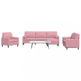 vidaXL Set canapele cu perne/rulouri, 4 piese, roz, catifea
