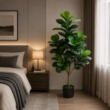 Planta artificiala Ficus decorativa, 3 brate, 160 cm, verde, cu ghiveci