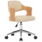 Scaun de bucatarie pivotant, crem, lemn curbat si piele ecologica