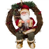 Cumpara ieftin Decor Crăciun, Coronita Moș Crăciun, Lemn, 34 cm