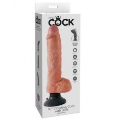 KING COCK - 25.5 CM VIBRATING COCK WITH BALLS FLESH foto