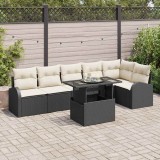Cumpara ieftin Set de canapele pentru grădină 7 pcs Negru 100 x 55 x 73 cm