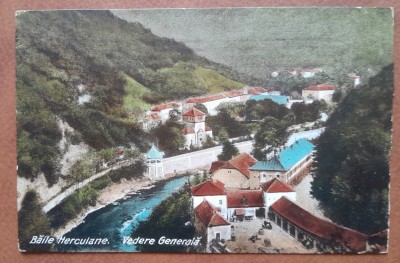 Carte postala, Baile Herculane vedere generala, 1924 foto