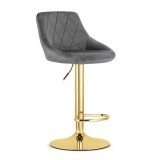 Cumpara ieftin Scaun de bucatarie/bar, Artool, Kast, rotativ, catifea, gri si auriu, 45.5x49x85-105 cm