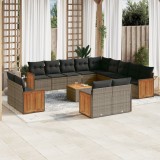 vidaXL Set mobilier de grădină cu perne, 14 piese, gri, poliratan 3260618