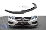 Spoiler Maxton Design versiunea 1 potrivit pentru bara de protectie sport A Design frontala pe Mercedes E-Class W212 sedan 2012-2016, lac negru Perfor