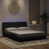 VidaXL Cadru de pat cu lumini LED, negru, 160x200 cm, catifea