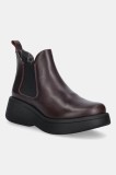 Fly London ghete chelsea de piele MULK159FLY culoarea bordo, cu platformă, P145159011