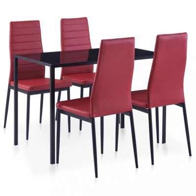 vidaXL Set mobilier de bucătărie, 5 piese, roșu vin foto