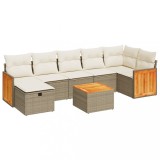 Cumpara ieftin Set canapele de gradina, 8 piese, cu perne, bej, poliratan