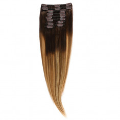 Clip-On Par Natural MegaVolum 50cm 240gr Balayage Castaniu/Saten Luminos/Blond Opal 2/8/22 foto