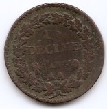 Franta 1 decime 1799 AA - L&#039;AN 8 - AA, Prima Republica, Cupru, 20 gr, 23 mm, KM-644 (3)