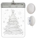 Decorațiune LED Vitraliu, Model Pom de Crăciun, Lumina Alb Cald, 17x11.5 cm, Inclus Ventuză pentru Fixare, Malatec