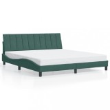 Cadru de pat fara saltea, Hanko, verde inchis, 180x200 cm, catifea