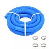 Furtun Piscina vidaXL, Albastru, 38mm, 6m, LDPE, Divizibil 1m, Rezistent UV + 4 Cleme