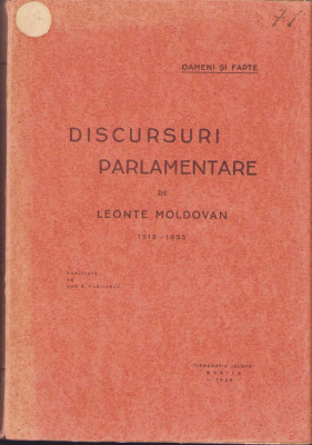 HST C6111 Discursuri parlamentare de Leonte Moldovan 1913-1935 Vasilescu 1936 foto
