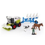 Tractor cu remorca,plug si 2 figurine animale,sunet si lumini, Oem