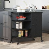 vidaXL Troler de Bucătărie Stejar negru 87.5 x 38.5 x 84.5 cm