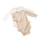 Set 2 body-uri cu maneca lunga bebe unisex -100% bumbac organic - Crem cu buline, BabyCosy (Marime: 6-9 luni)
