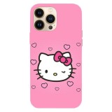 Husa compatibila cu Apple iPhone 15 Pro Max, Viceversa, model I love pink Hello kitty , Silicon, TPU, Transparent, Carcasa