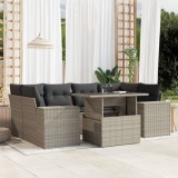Gossi set canapele de gradina cu perne, 7piese gri deschis poliratan