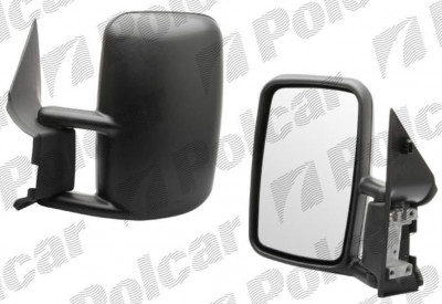 Oglinda exterioara VW LT2, 05.1996-12.2005 Partea Stanga Crom Convex Manuala Fara Incalzire 2D1857501A 2D1857501A01C 513495110H, carcasa neagra, View foto