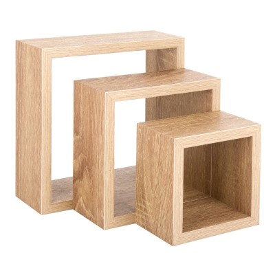 Set 3 rafturi de perete Wenge, sistem fixare ascuns, model mare foto