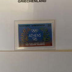 grecia jocurile olimpice 1996 SUA Atlanta Timbre sport nestampilate MNH