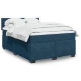 Cumpara ieftin Pat box spring cu saltea, albastru, 160x200 cm, catifea