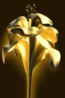 Tablou canvas Flori 3D aurii, 70 x 105 cm foto