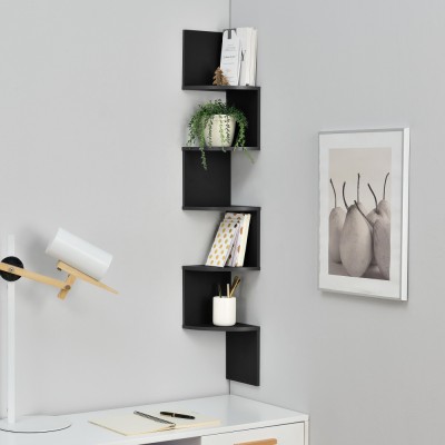 [en.casa]&amp;reg; Raft Design Retro Style, 1 raft perete Modell 22, MDF, negru mat lacuit HausGarden Leisure foto