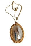 B190. Pandantiv unicat cu piatra rara de Cuartz Solar si Lantisor Goldfilled, RavariuArt